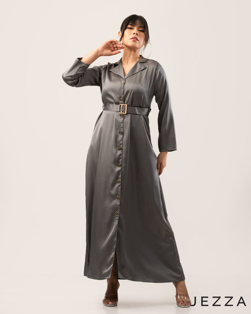 Satin Belted Dress 48052