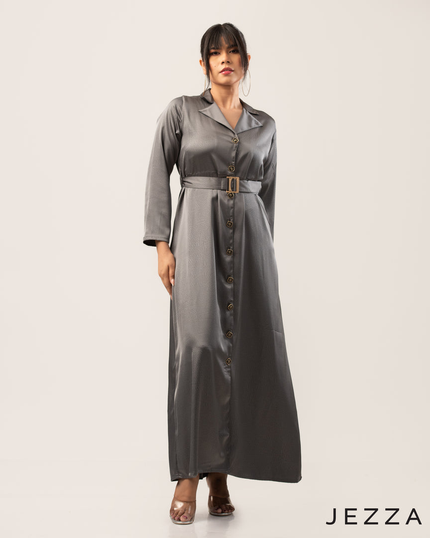 Satin Belted Dress 48052
