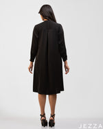 Load image into Gallery viewer, Midnight Form: Black Mandarin-Collar Knee Top 76182