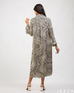 Load image into Gallery viewer, Monochrome Artistry: White-Black Abstract Midi Top 77311