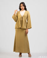 Load image into Gallery viewer, Verdant Poise: Textured V-Neck Set 72091/7210