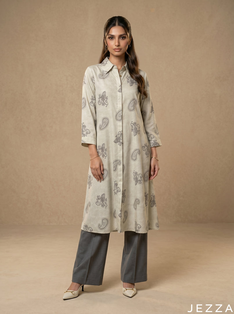 Bohemian Flow: Scattered Paisley Longline Top 87043