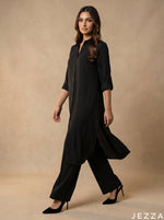 Load image into Gallery viewer, Refined Edge: Black Crushed Midi Top 82911