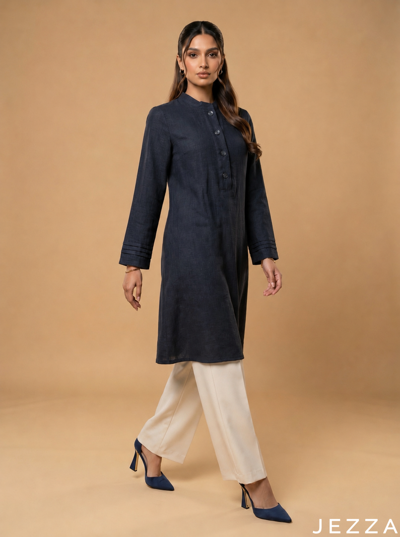 Modern Ease: Midnight Blue Knee Top 72731