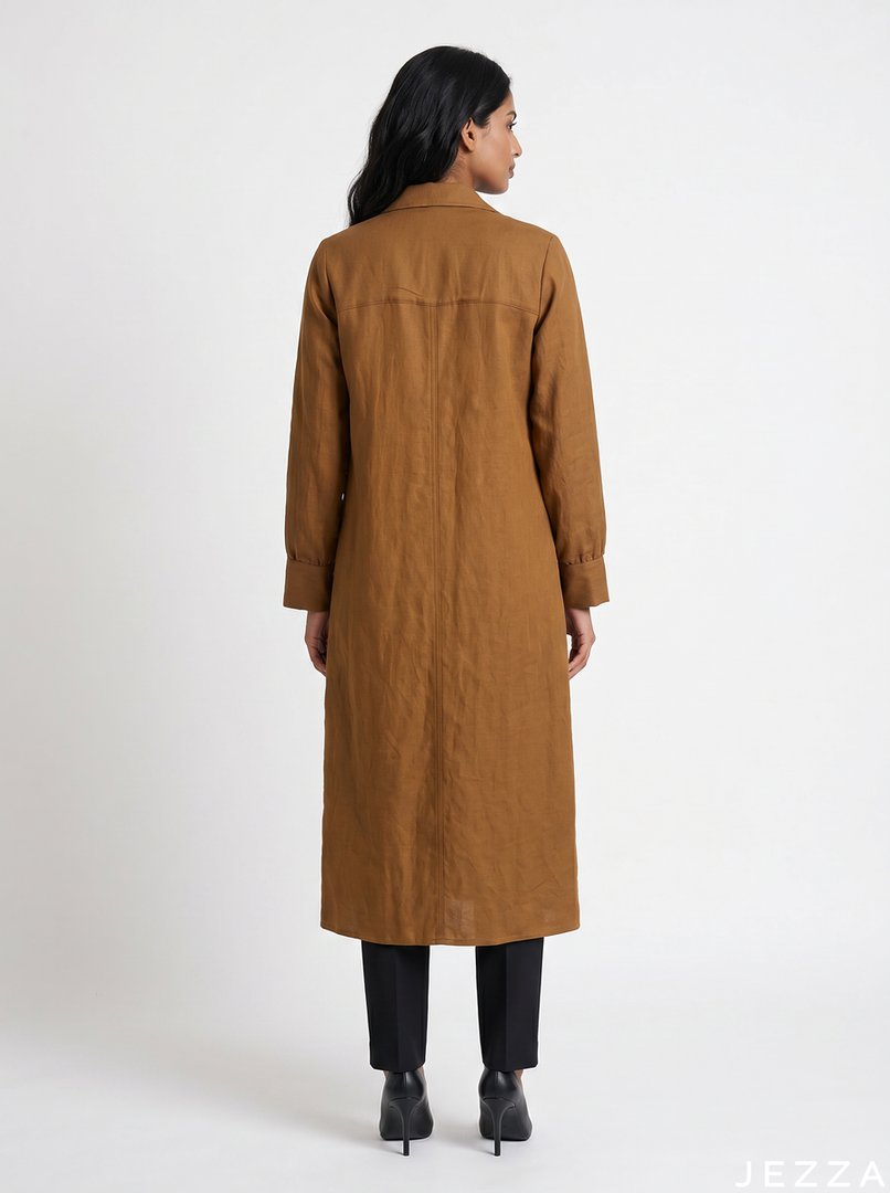 Cinnamon Tone: Collared Midi Length Top 70121
