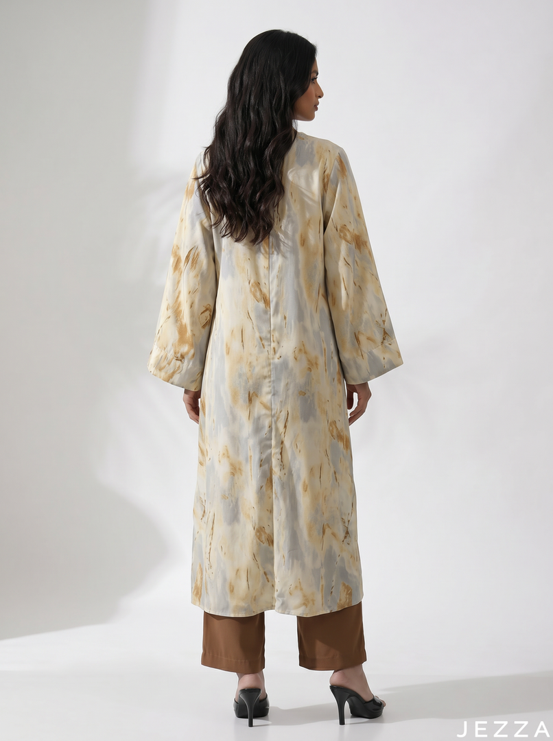 Fluid Contrast: Marble Print Midi Top 81362