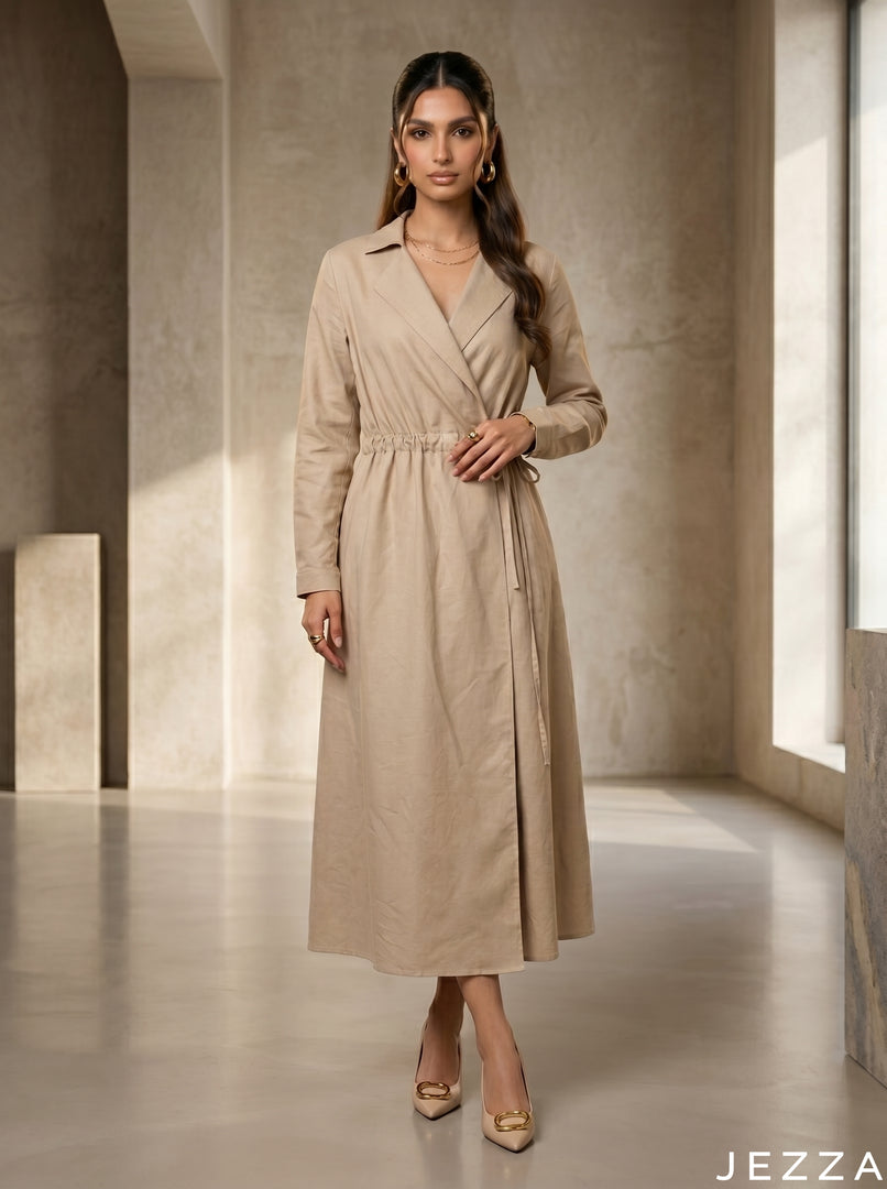 Sandstone Ease: Beige Midi Top 78032