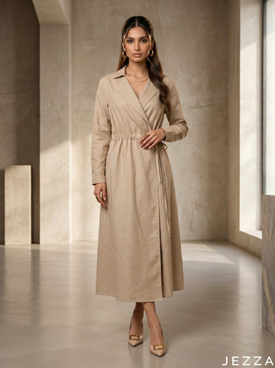 Sandstone Ease: Beige Midi Top 78032