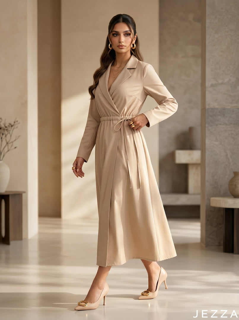 Sandstone Ease: Beige Midi Top 78032