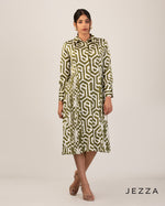 Load image into Gallery viewer, Sculpted Flow: Abstract Satin Pleated Dress 67891