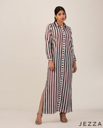Load image into Gallery viewer, Timeless Ease: Linen Collared A-Line Dress 72341