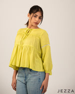 Load image into Gallery viewer, Playful Layers: Tie-Up Trim Crop Top 71381