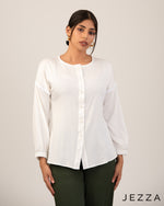 Load image into Gallery viewer, Refined Detail: Trim-Accented Round Neck Top 71452